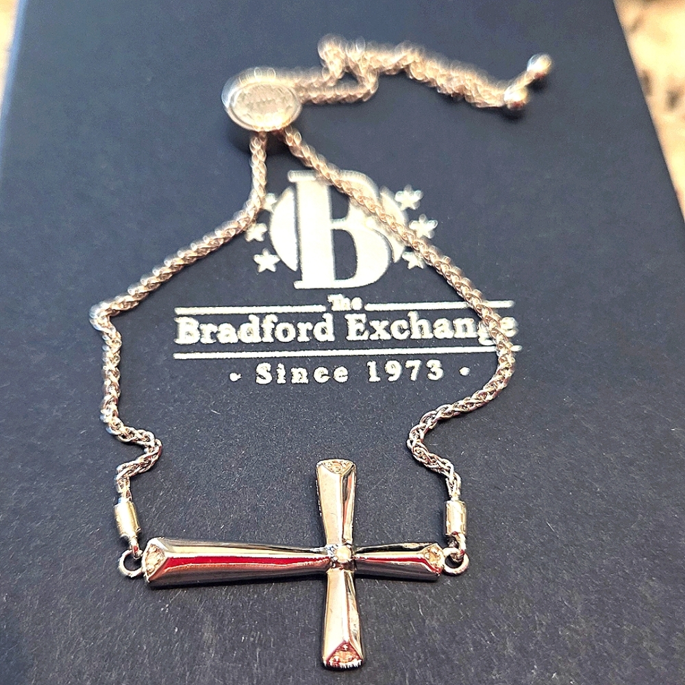 Bradford Exchange Diamond and Silver Cross Blessed with Faith Bracelet
